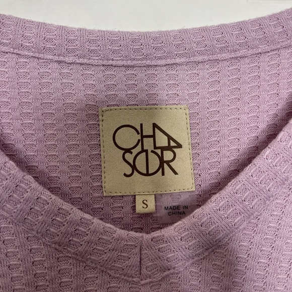 Chaser V-neck Waffle Weave Pullover Top S Pale Purple - Picture 7 of 11